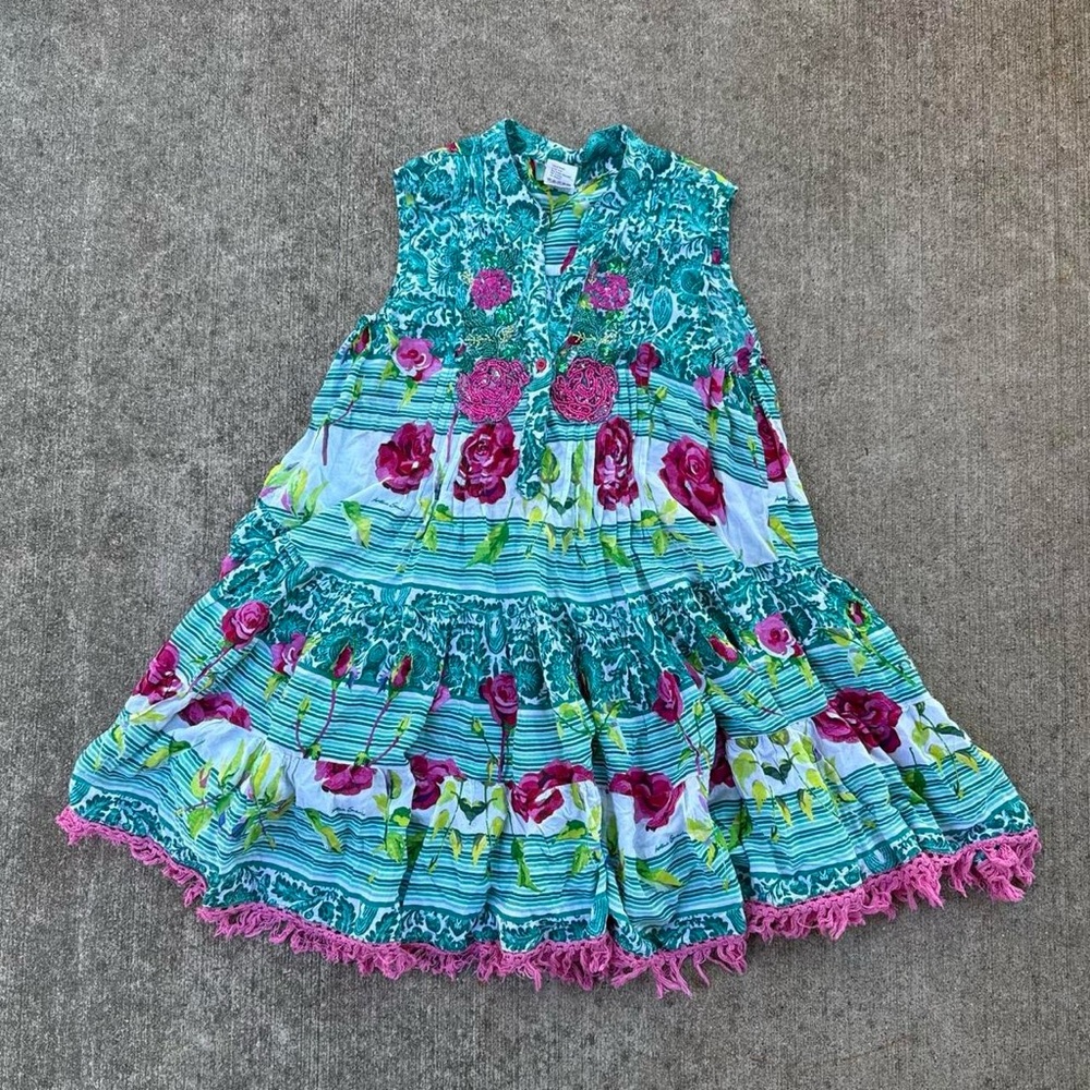 Rose bead flower cover up summer dress